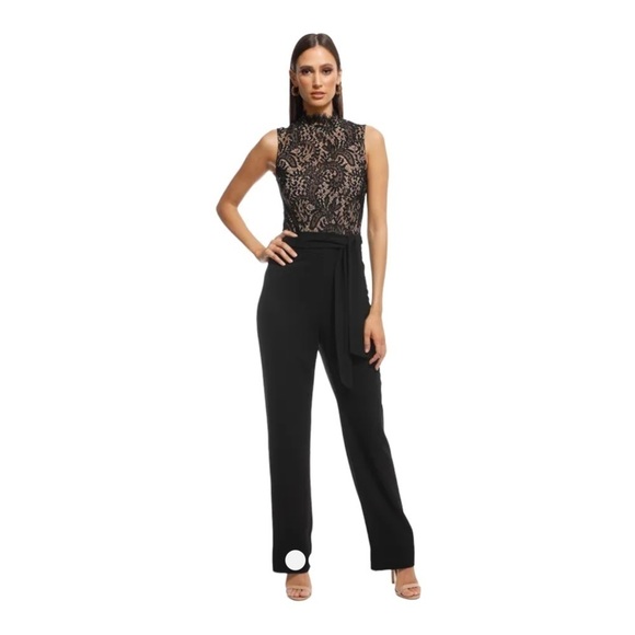 NWT MISHA Josie Black Lace High Nice Pantsuit Jumpsuit Size 0 Cocktail - Picture 9 of 15